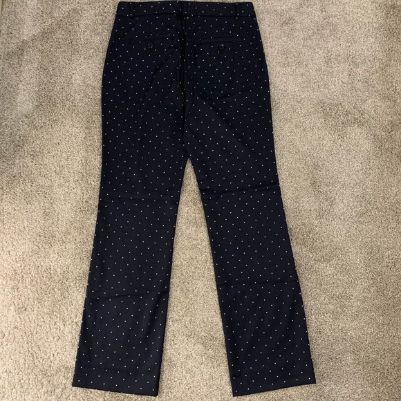 Banana Republic Logan Pants Trousers Navy With White Polka Dots Sz 2 Petite - Picture 3 of 8